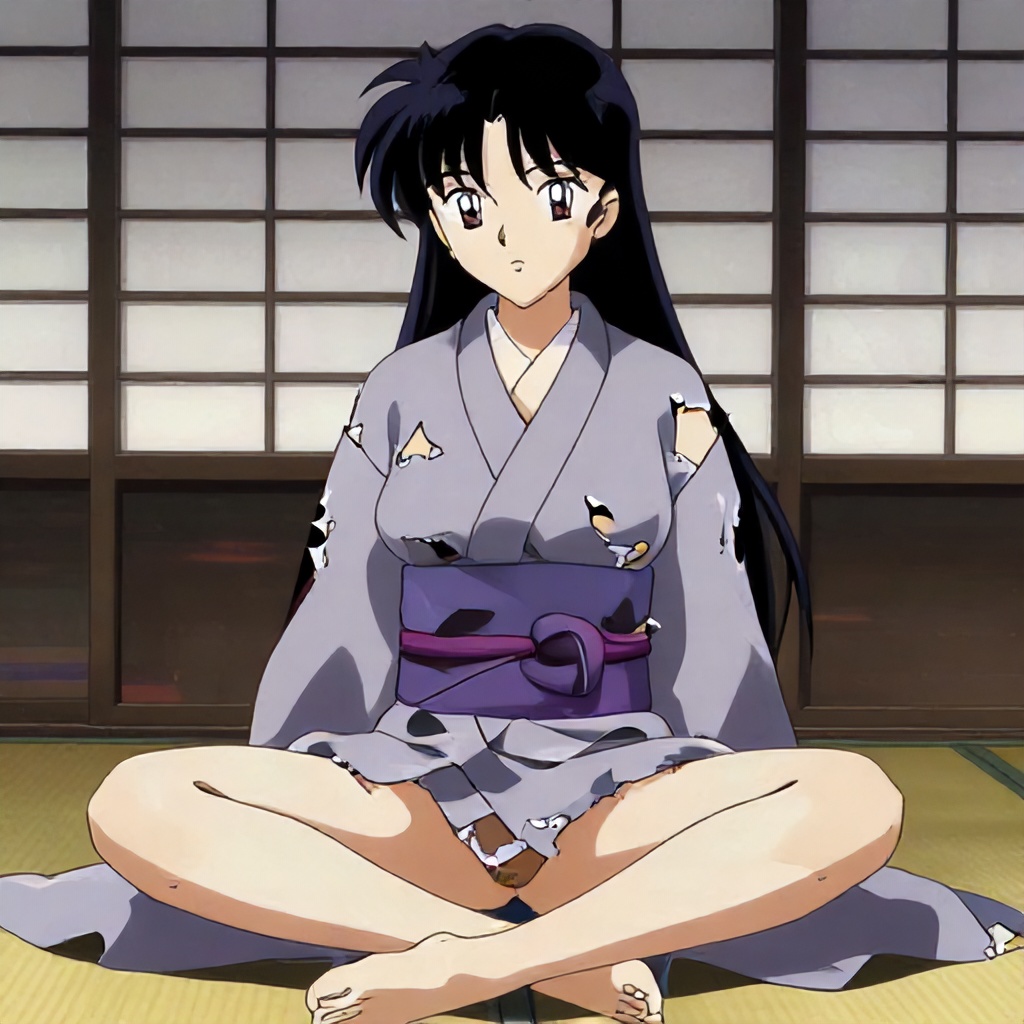 Traditional Japanese anime beauty with black long  — AI Porn | PornImage.ai